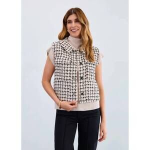 NEW FDJ tweed vest in ivory/black